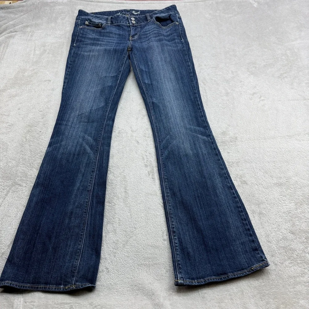 American Eagle Artist Flare Jeans Womens 10 Long Dark ash Denim Boho Retro Y2K
